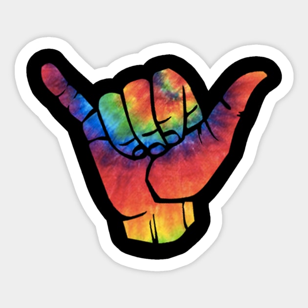 Shaka Colorful Hippy Hand Sign in Tie Die Color Sticker by mangobanana